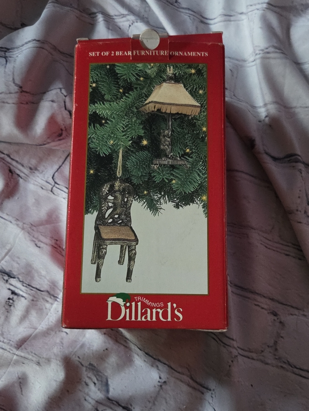 Dillards Set Of 2 Bear Furniture Ornaments.  New